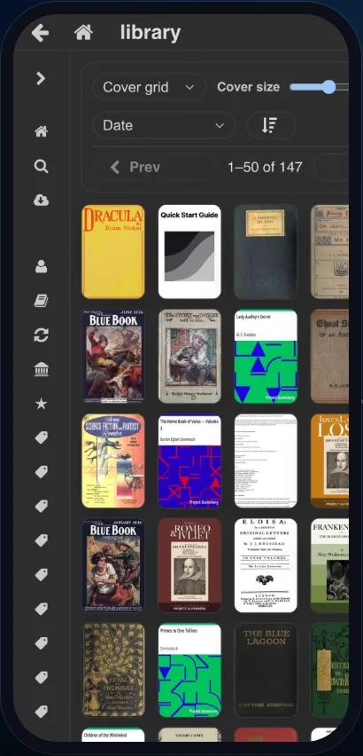 The same library on a phone.