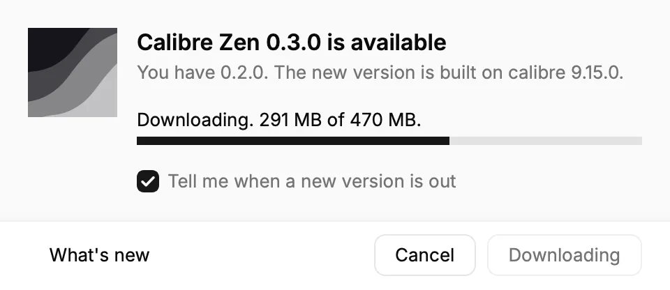 The download, with its progress.