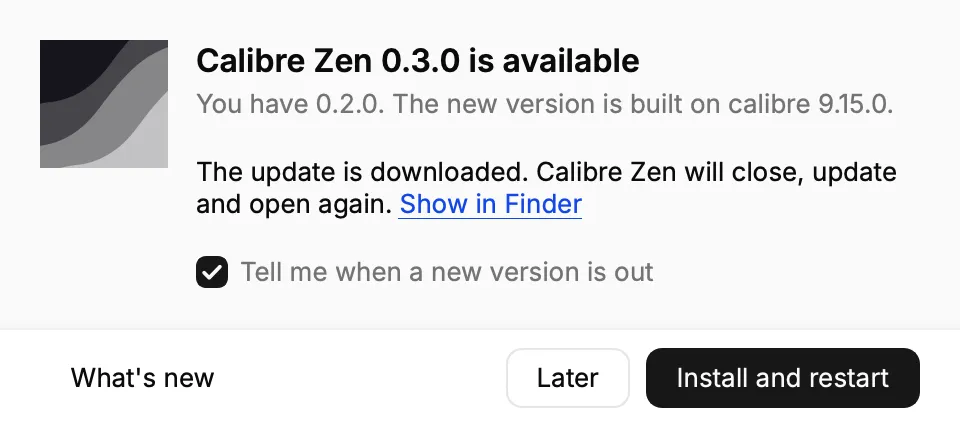 The update window with an Install and restart button